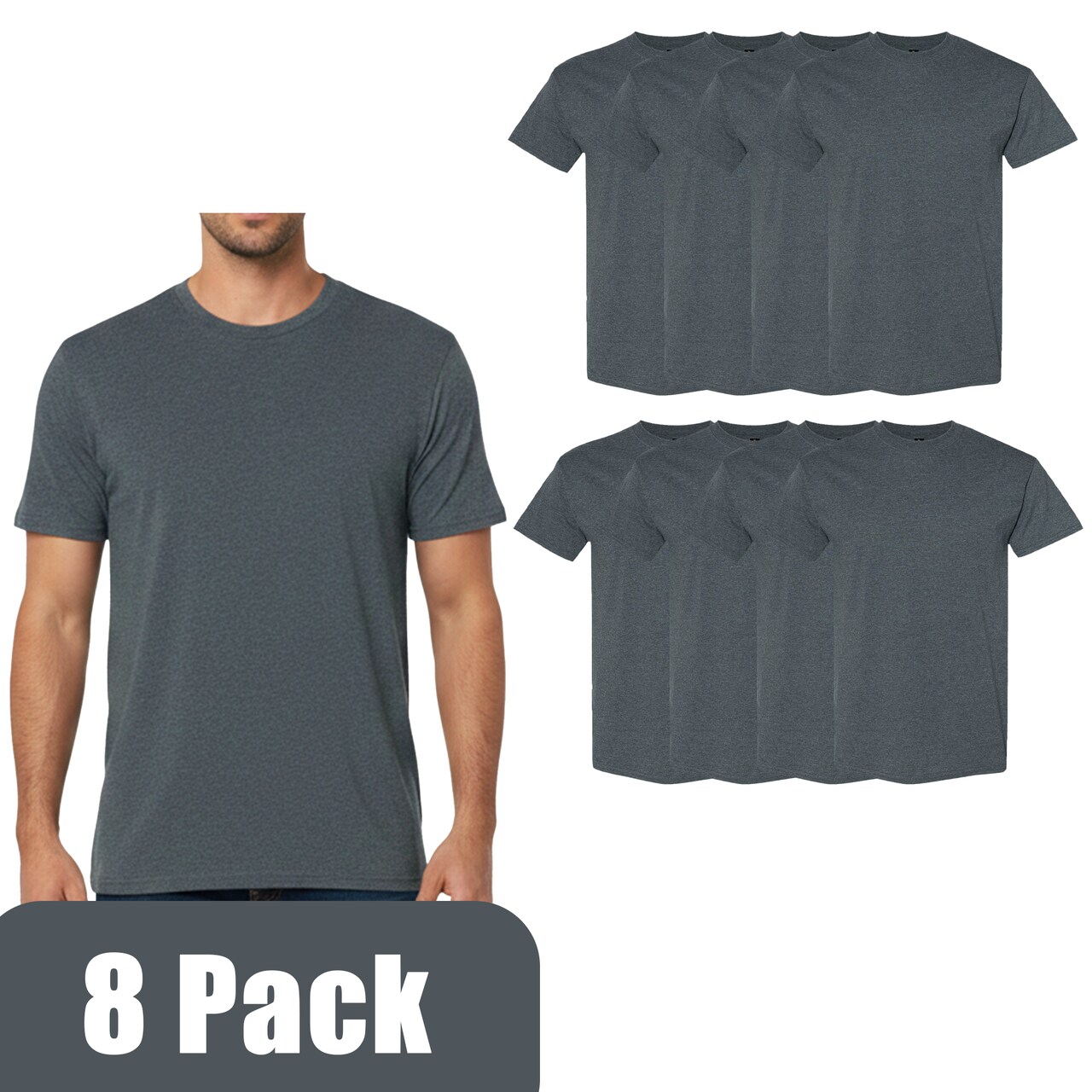 Gildan Unisex Heavy Cotton T-Shirts, Soft & Durable, 8-Pack, Ideal for Crafts & Custom Designs